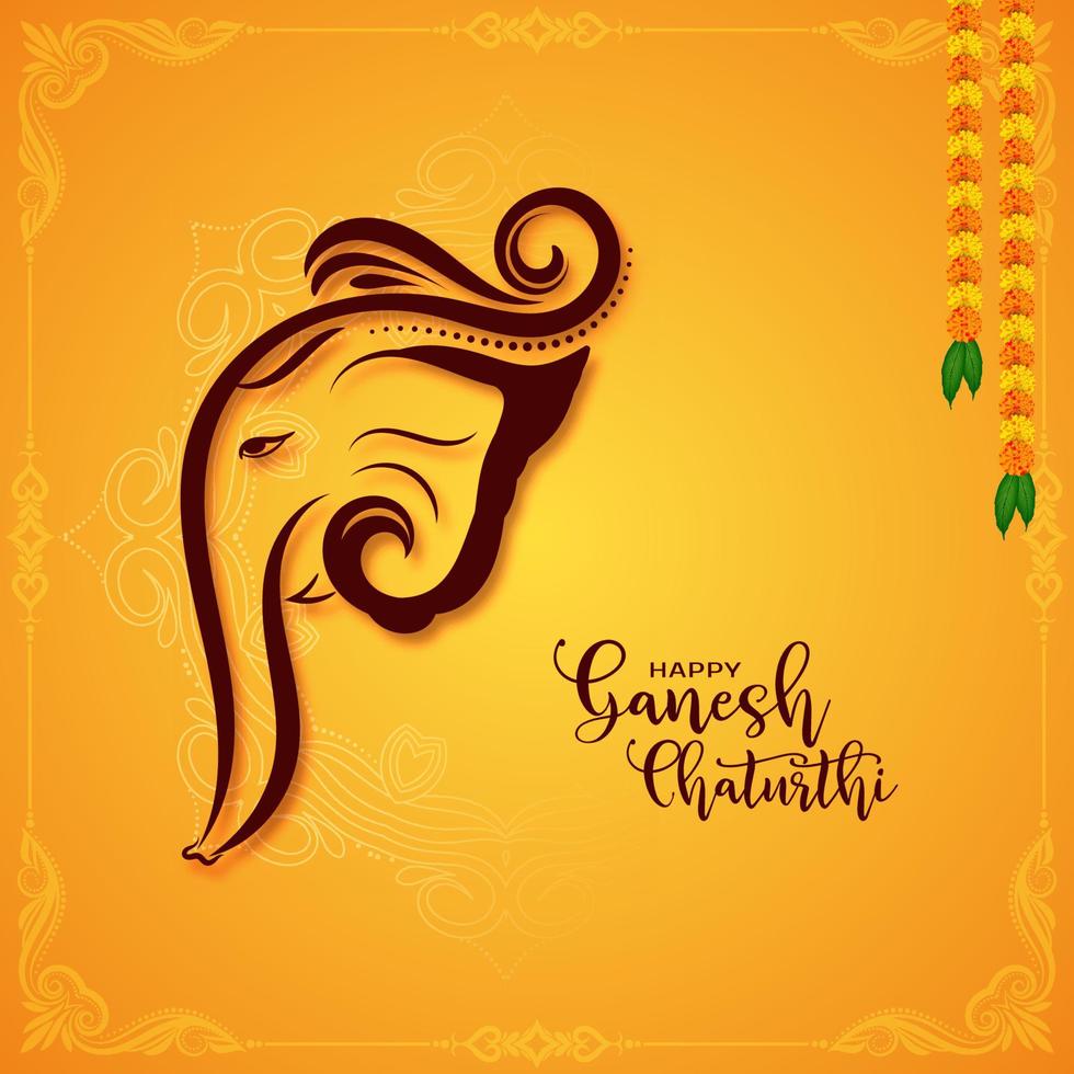 joyeux religieux ganesh chaturthi festival indien fond jaune vecteur