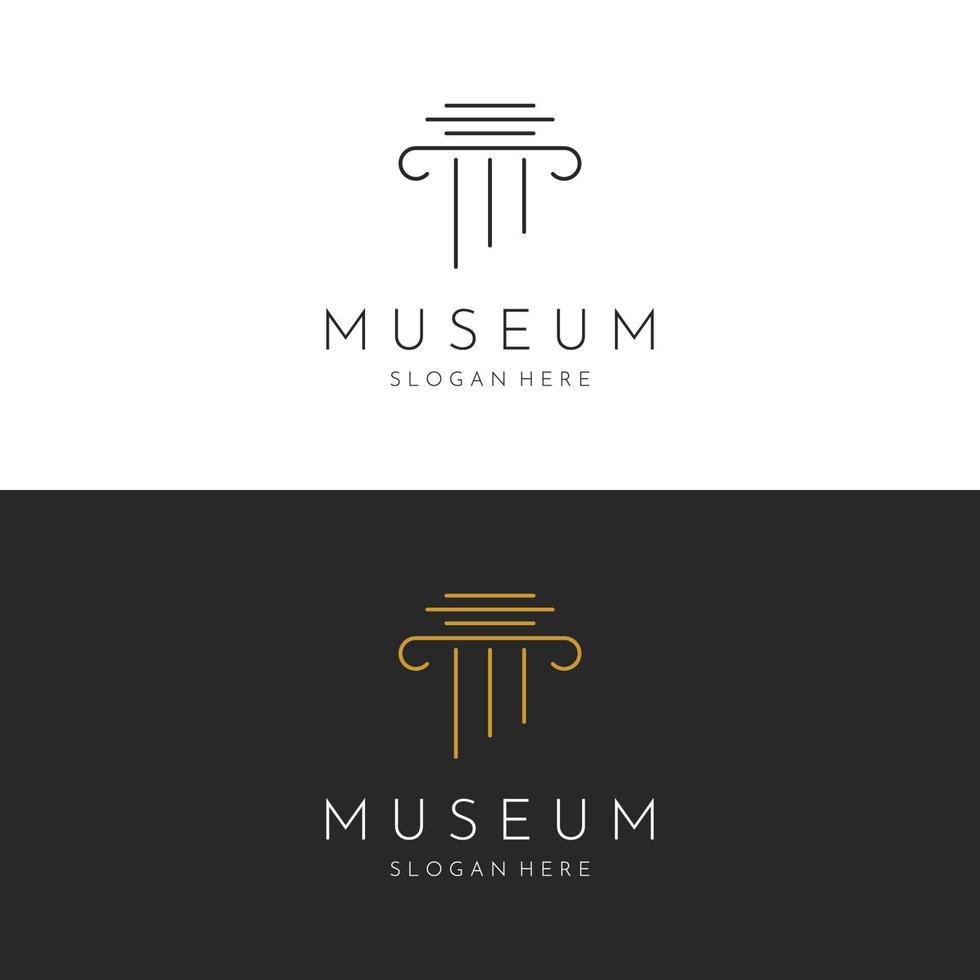 musées, colonnes de musée, lignes de musée, logos de pilier de musée. musées aux concepts minimalistes et modernes. les logos peuvent être utilisés pour les entreprises, les musées et les entreprises. vecteur