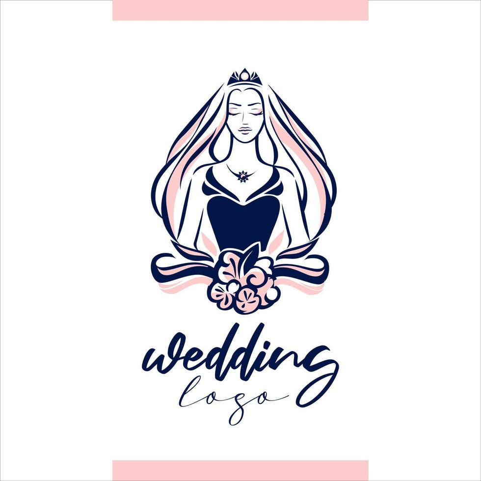 un logo avec une belle mariée pour une entreprise de mariage. vecteur