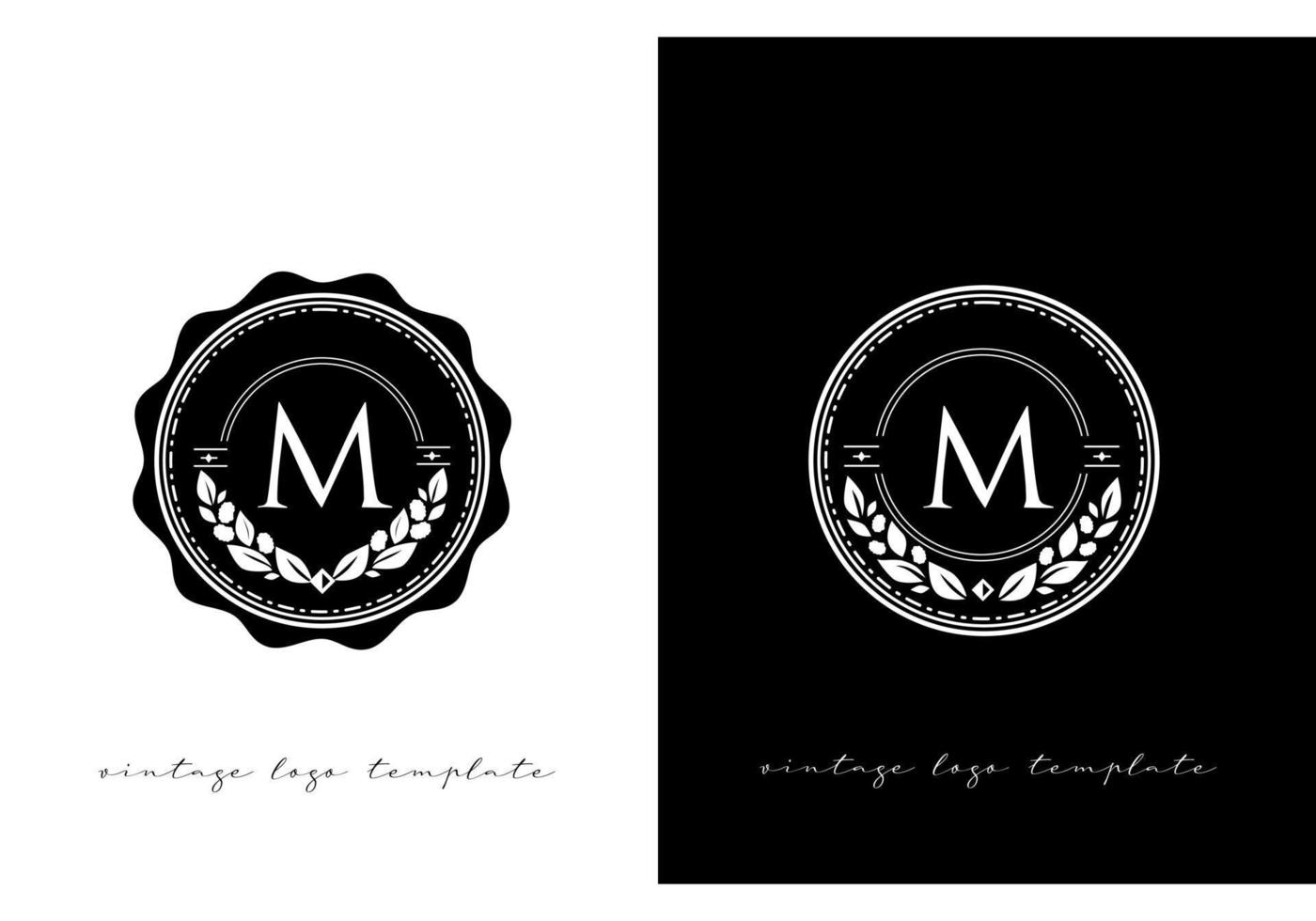 logo de style vintage, emblème rond universel. couleur noir et blanc vecteur