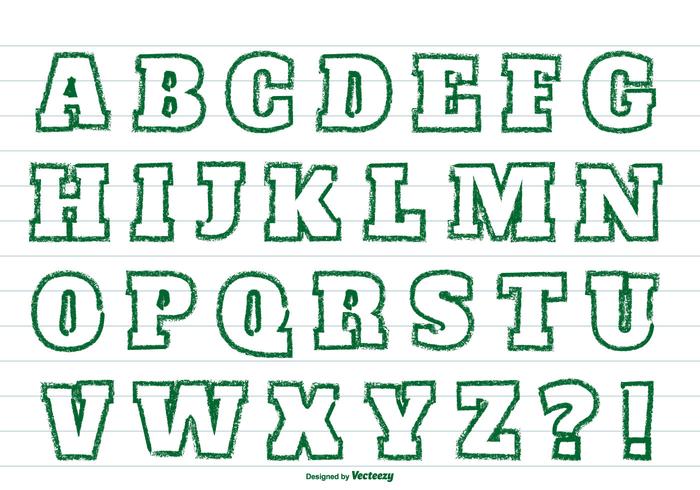 Ensemble Alphabet Style Vert Crayon vecteur