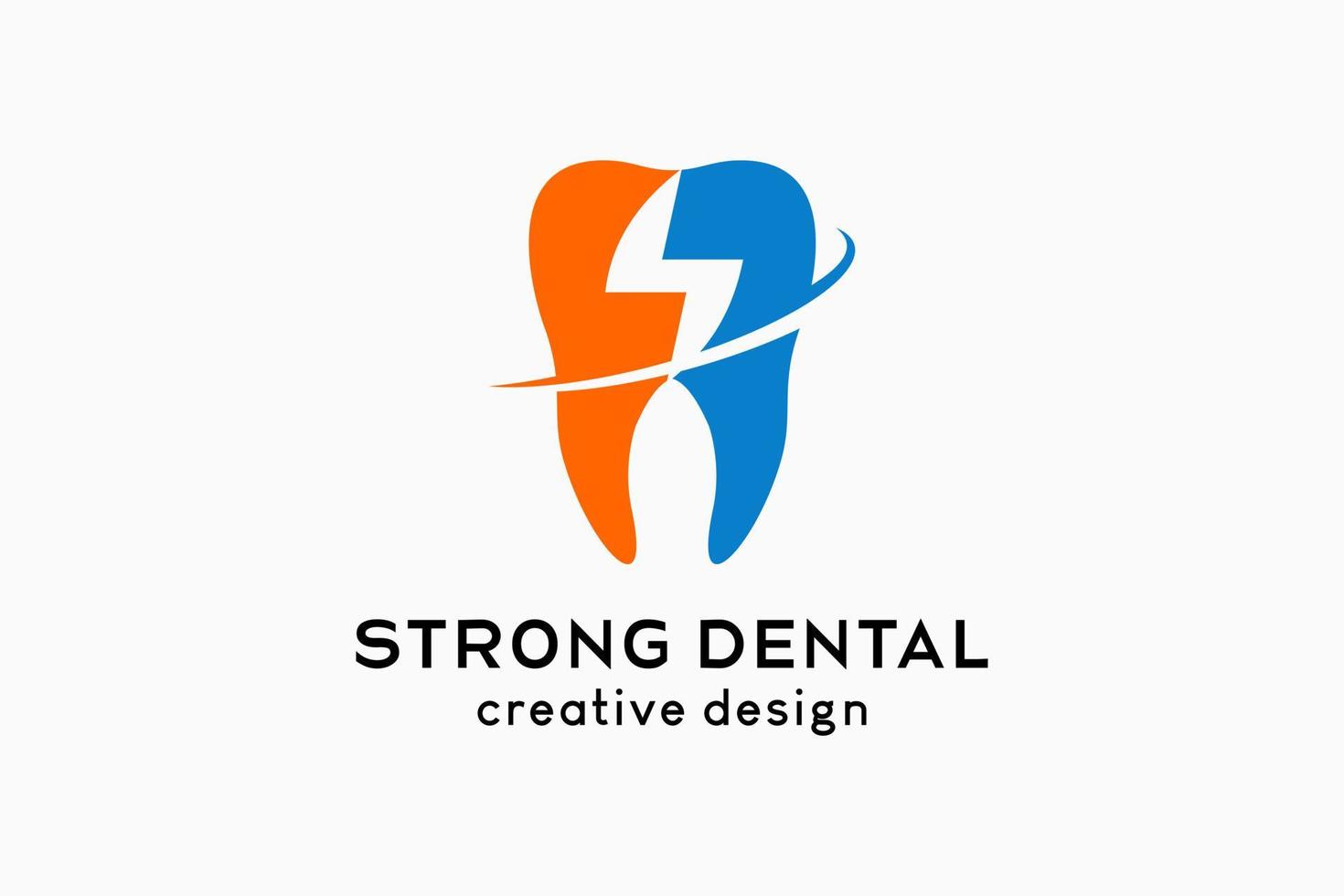 création de logo de soins dentaires avec concept créatif, icône dentaire combinée à une icône électrique vecteur