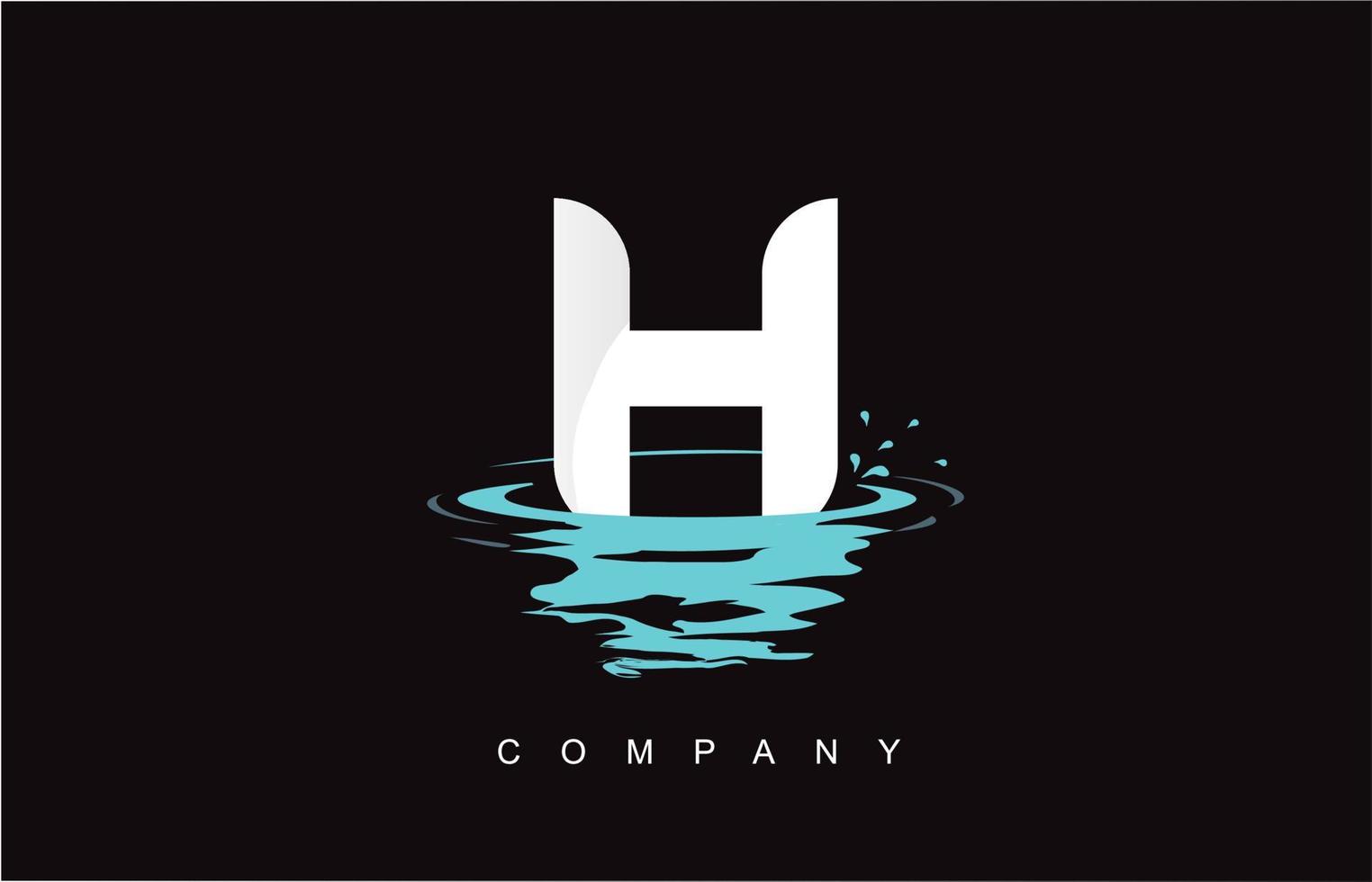 création de logo de lettre h avec des ondulations d'éclaboussures d'eau gouttes de réflexion vecteur