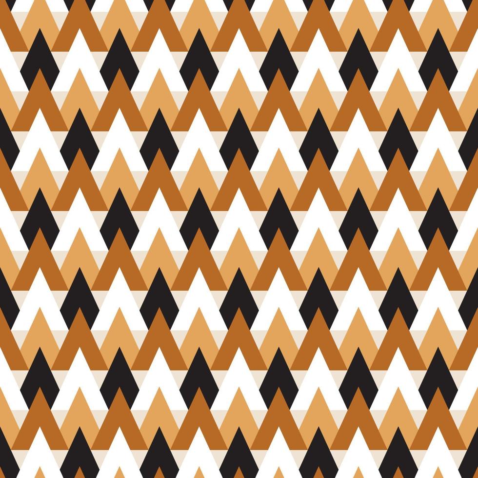 motif géométrique sans couture sur beige avec des triangles marron, noirs et blancs. parfait pour la conception textile de literie, nappe, toile cirée ou écharpe. vecteur