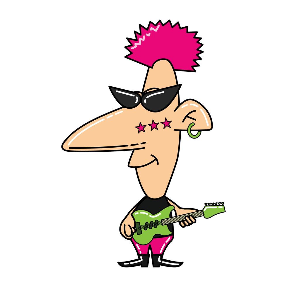 joli clipart de rocker star en version dessin animé vecteur