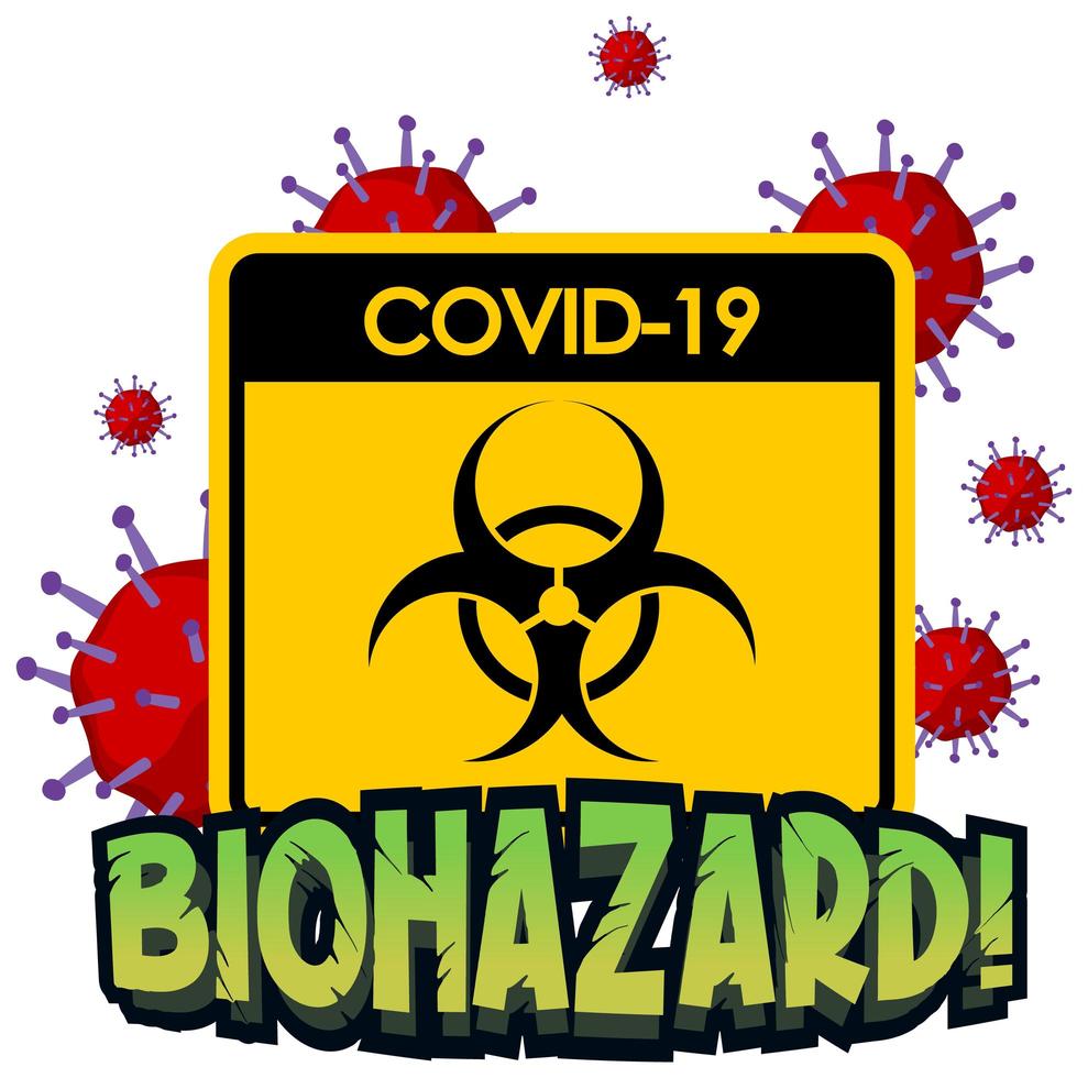 signe de danger biologique avec covid-19 sur blanc vecteur