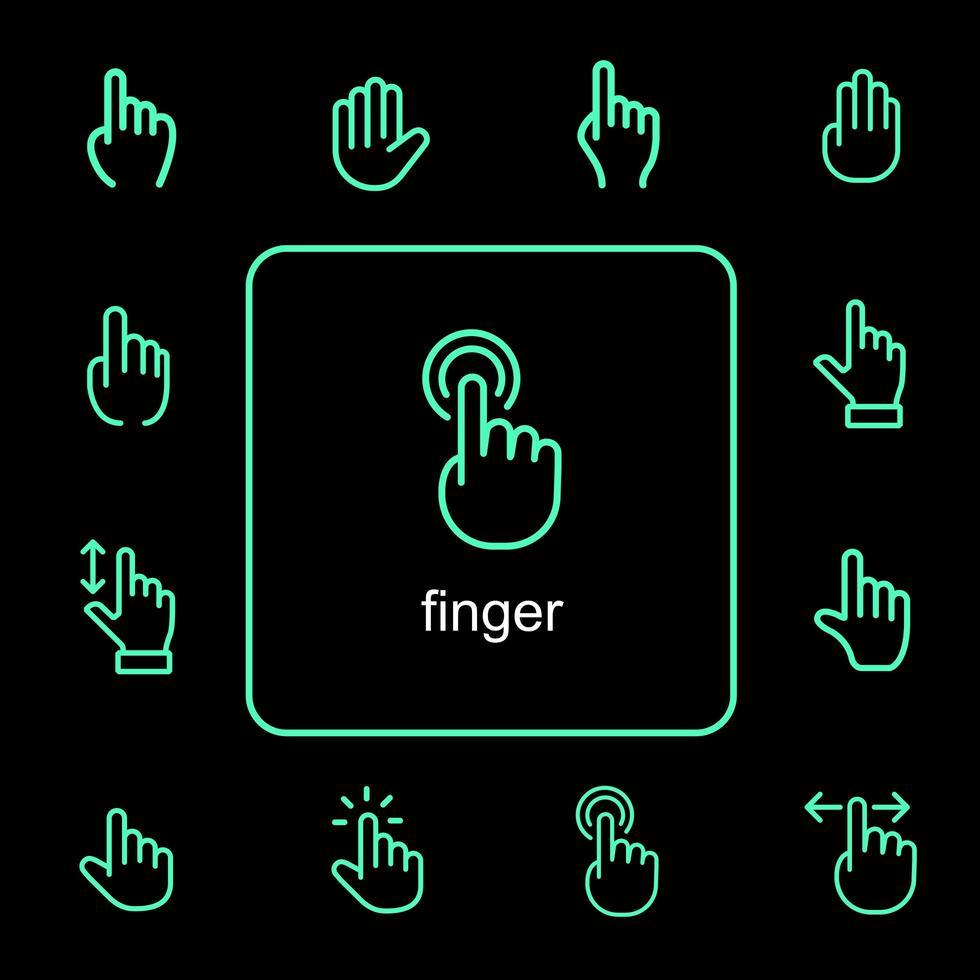 jeu d'icônes de geste de la main vecteur