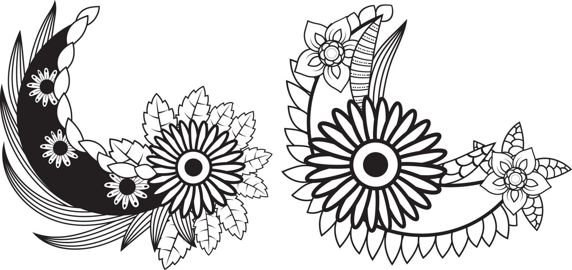 fond de motif de lune florale arabe, coloriage de lune vecteur