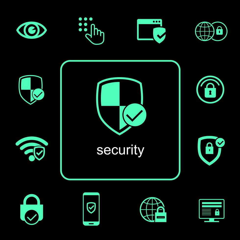 ensemble d'icônes de sécurité en ligne vecteur