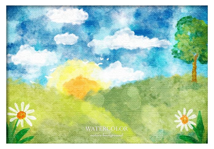 Paysage Aquarelle Gratuit vecteur