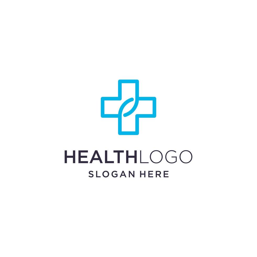 monoline de logo médical et de santé et modèle d'illustration plat en croix, vecteur