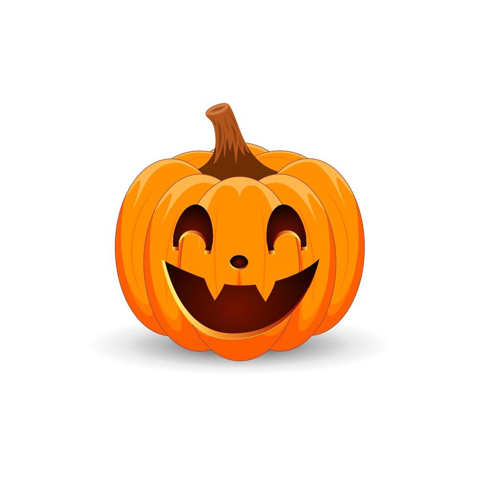 citrouille d'halloween isolé sur fond blanc. le symbole principal des joyeuses fêtes d'halloween. citrouille fantasmagorique orange avec un sourire effrayant vacances halloween. vecteur