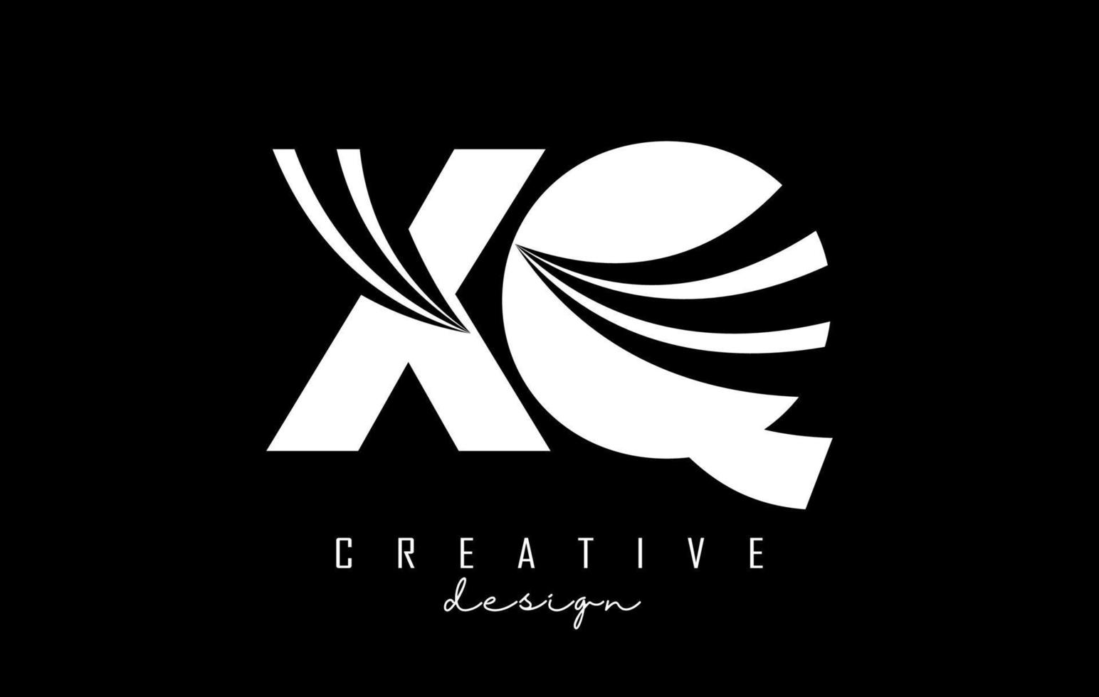 lettres blanches créatives logo xq xq avec lignes directrices et conception de concept de route. lettres avec un dessin géométrique. vecteur