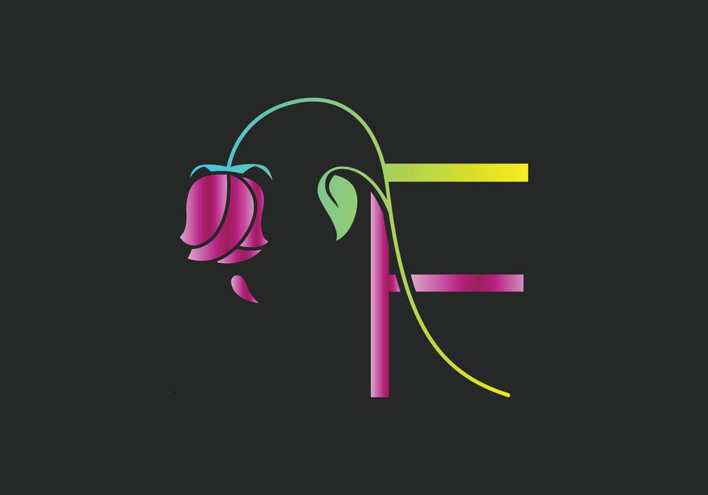 f monogrammes logo rose, modèle de vecteur beauté spa cosmétiques de luxe