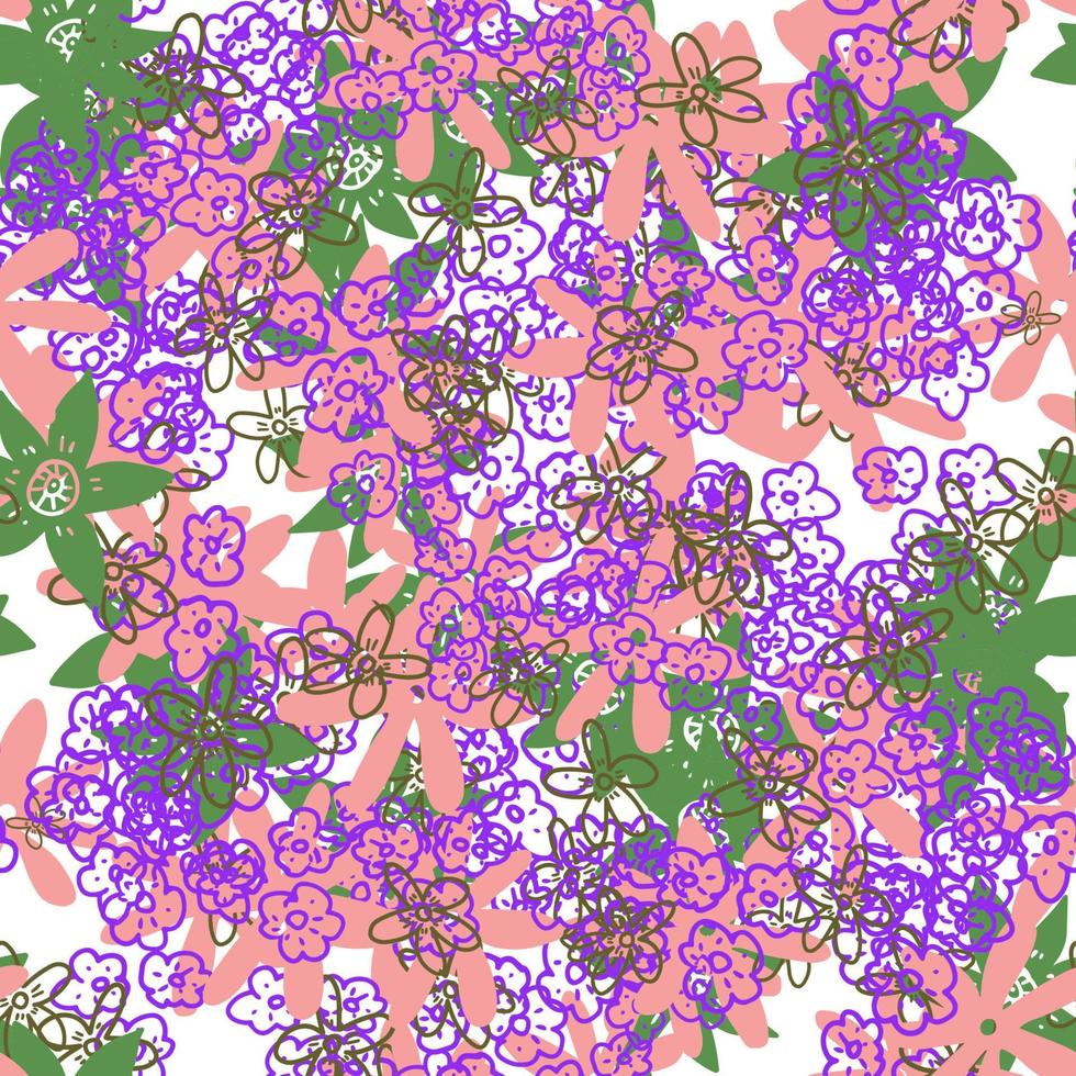 fleur de doodle coloré abstrait avec motif sans couture de boucles. fond floral fantaisie désordonné. vecteur