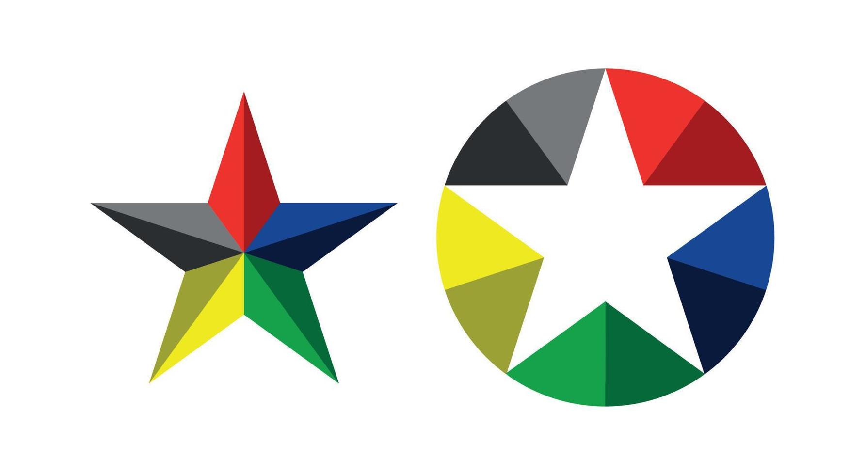 symbole étoile avec rouge, vert, jaune, gris vecteur