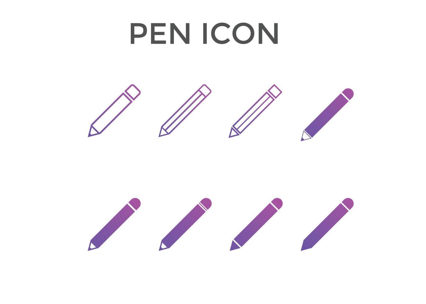 ensemble de stylo, icônes de crayon. jeu d'icônes d'outils de dessin vecteur
