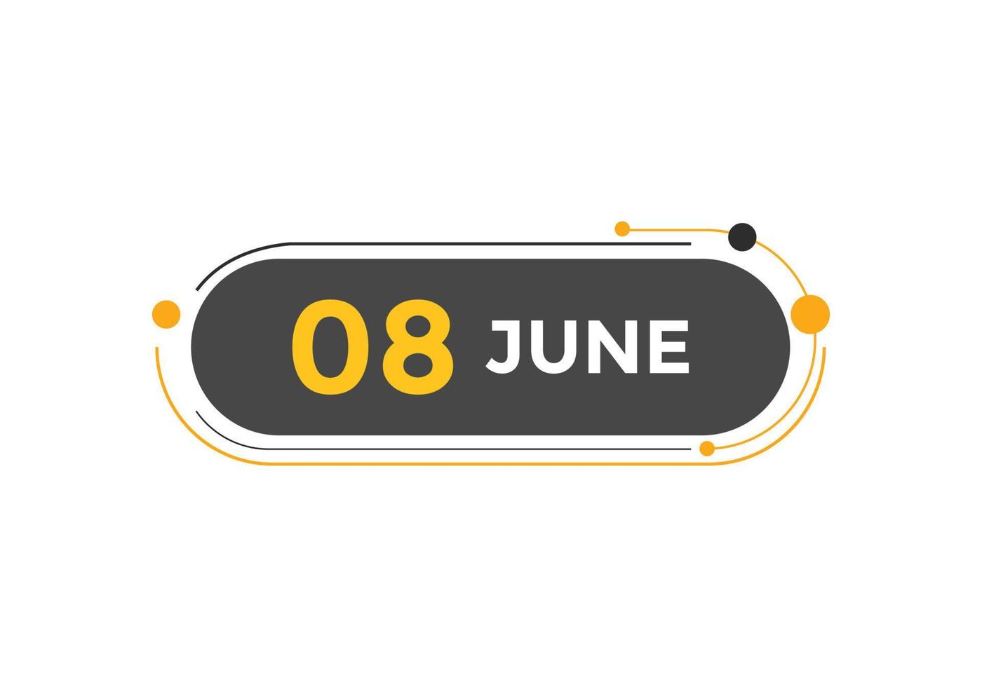 rappel du calendrier du 8 juin. Modèle d'icône de calendrier quotidien du 8 juin. modèle de conception d'icône calendrier 8 juin. illustration vectorielle vecteur