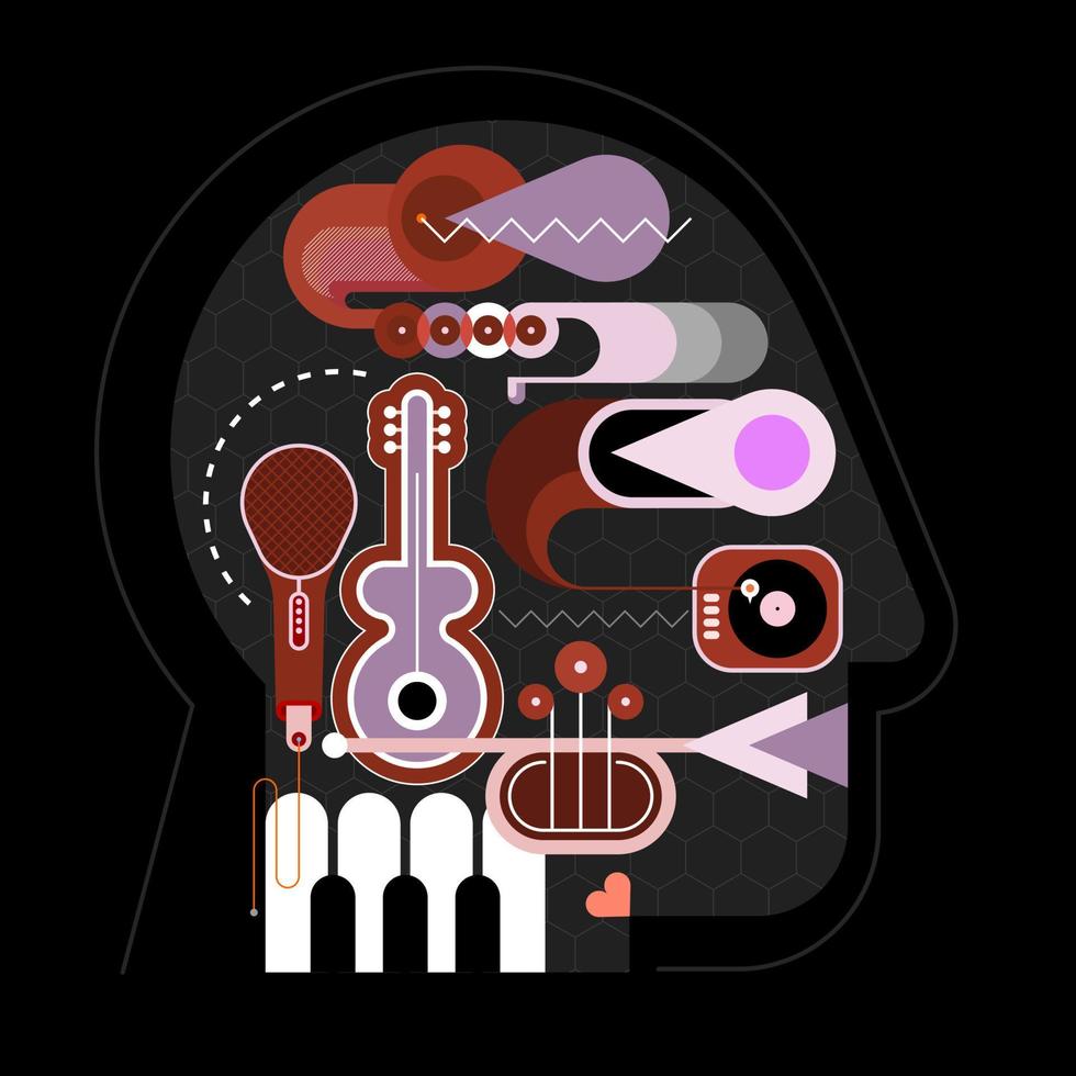 illustration vectorielle de tête musicale vecteur