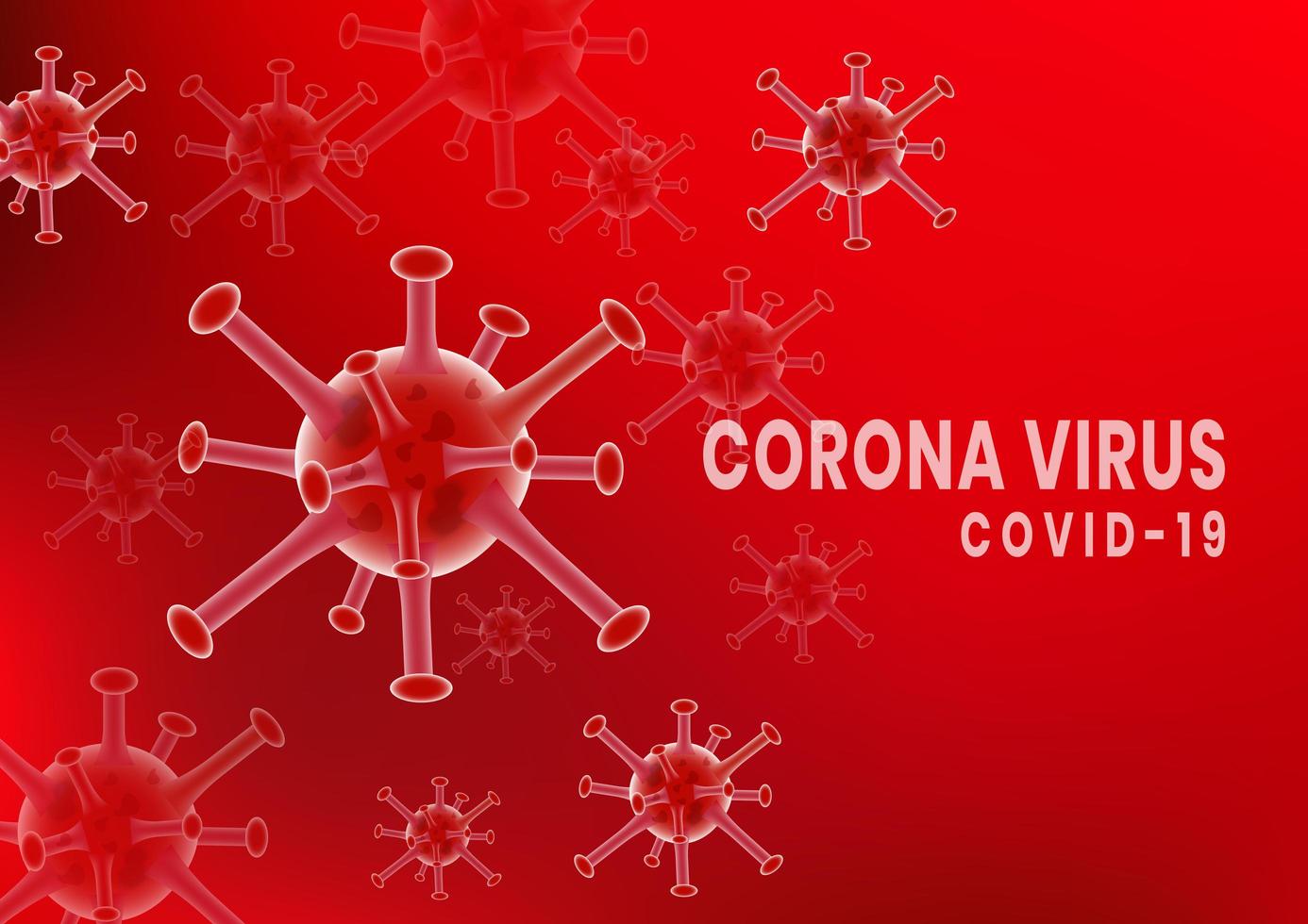 affiche de cellules germinales du coronavirus rouge covid-2019 vecteur