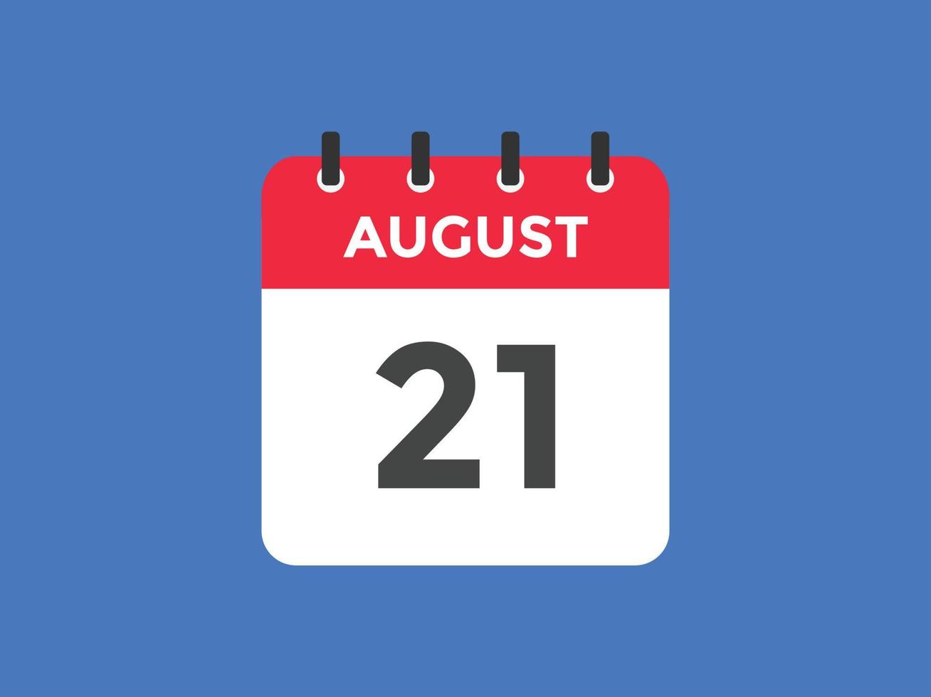 rappel du calendrier du 21 août. Modèle d'icône de calendrier quotidien du 21 août. modèle de conception d'icône calendrier 21 août. illustration vectorielle vecteur