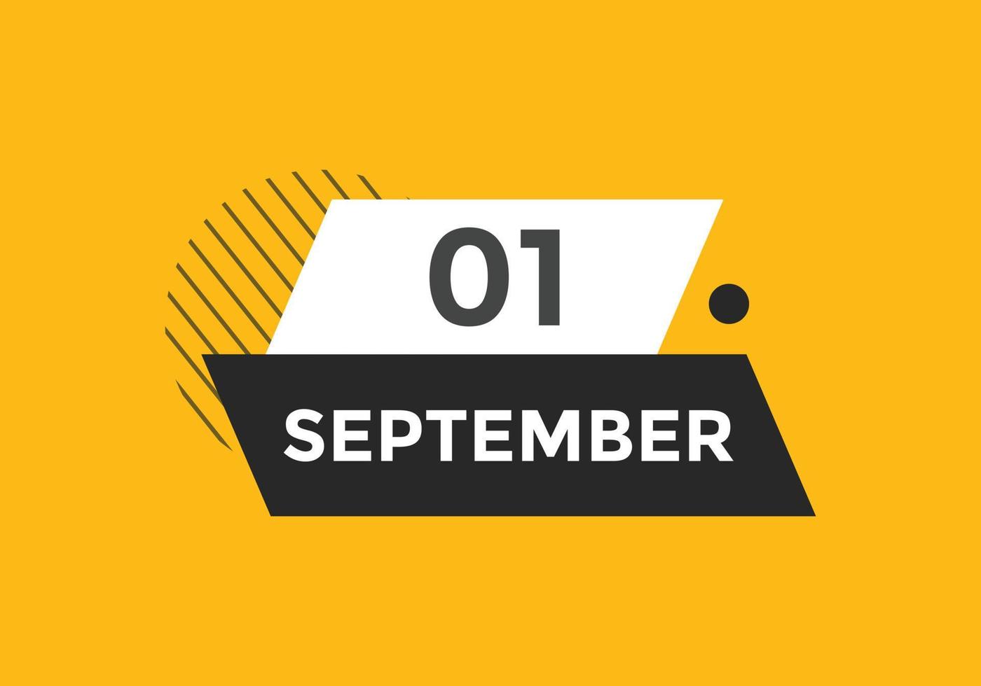 rappel du calendrier du 1er septembre. Modèle d'icône de calendrier quotidien du 1er septembre. modèle de conception d'icône calendrier 1er septembre. illustration vectorielle vecteur