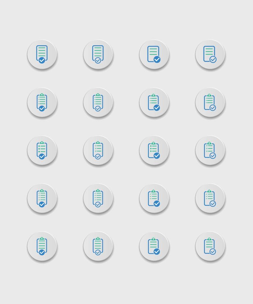 ensemble d'icônes de liste de contrôle. illustration vectorielle. liste de contrôle des applications de symbole de signe ou de l'interface web vecteur