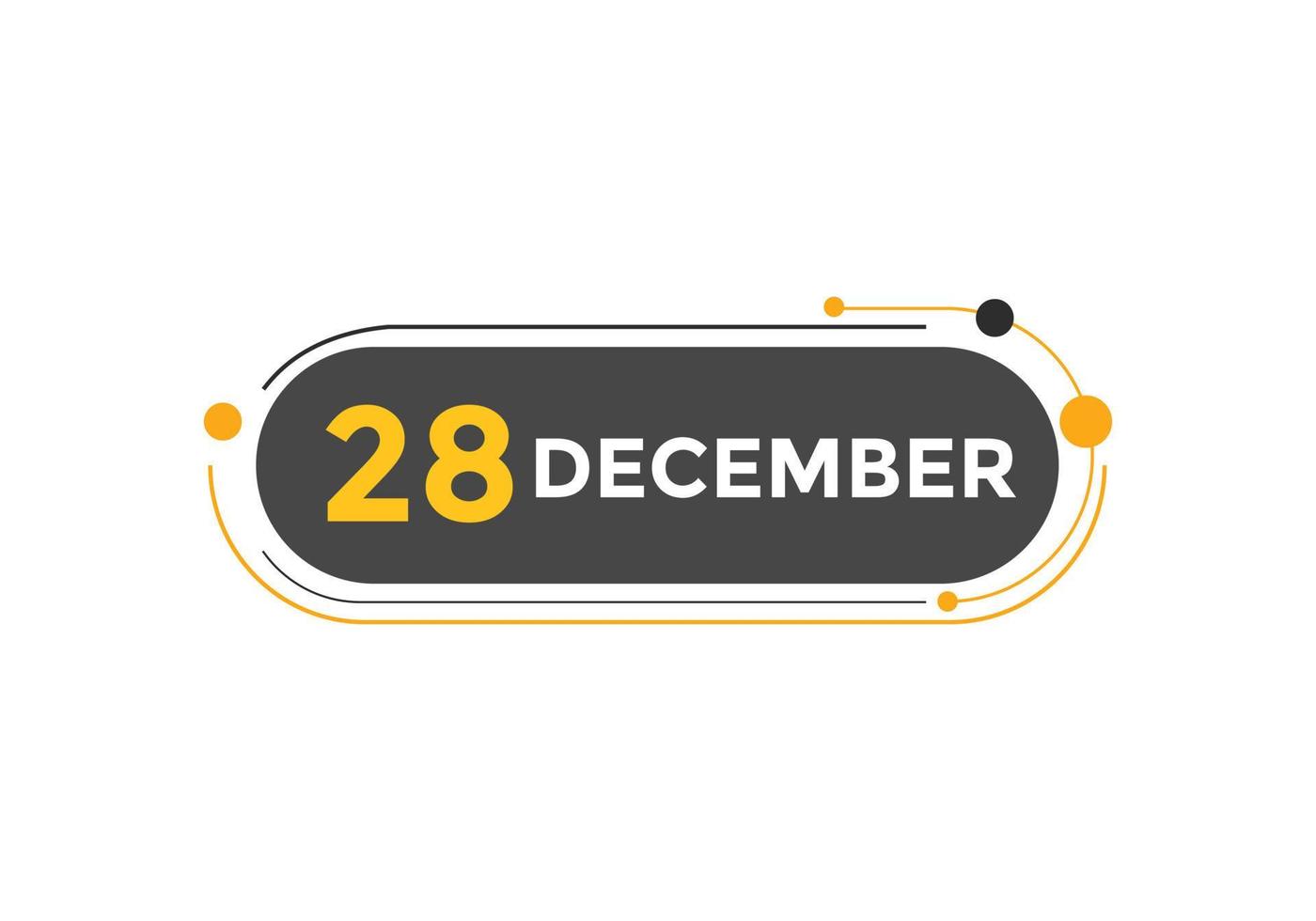 rappel du calendrier du 28 décembre. Modèle d'icône de calendrier quotidien du 28 décembre. modèle de conception d'icône calendrier 28 décembre. illustration vectorielle vecteur