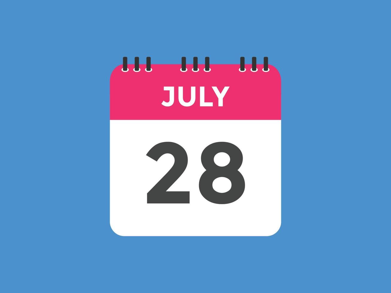 rappel du calendrier du 28 juillet. Modèle d'icône de calendrier quotidien du 28 juillet. modèle de conception d'icône calendrier 28 juillet. illustration vectorielle vecteur