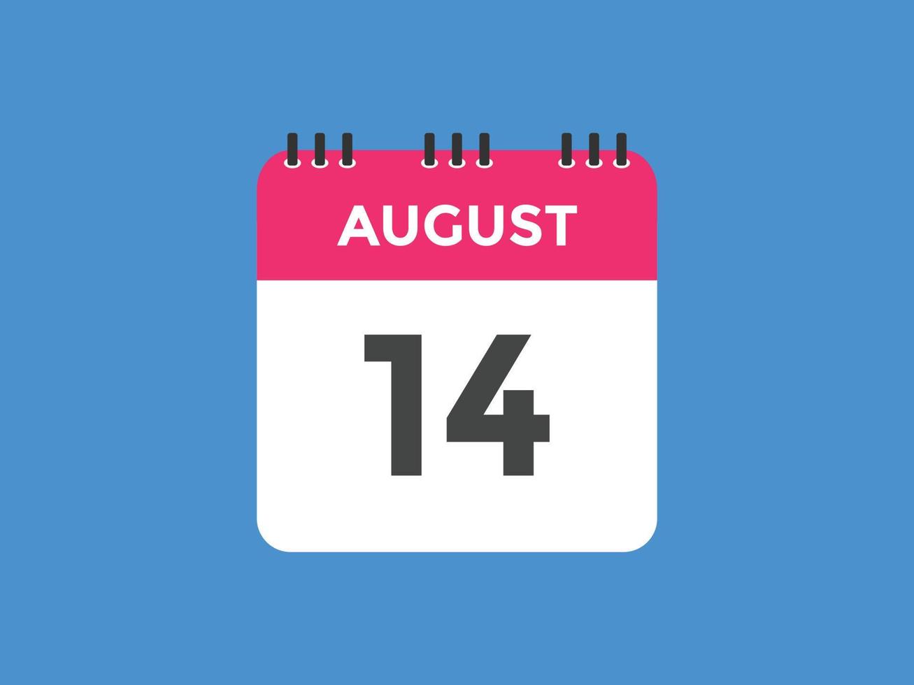 rappel du calendrier du 14 août. Modèle d'icône de calendrier quotidien du 14 août. modèle de conception d'icône calendrier 14 août. illustration vectorielle vecteur