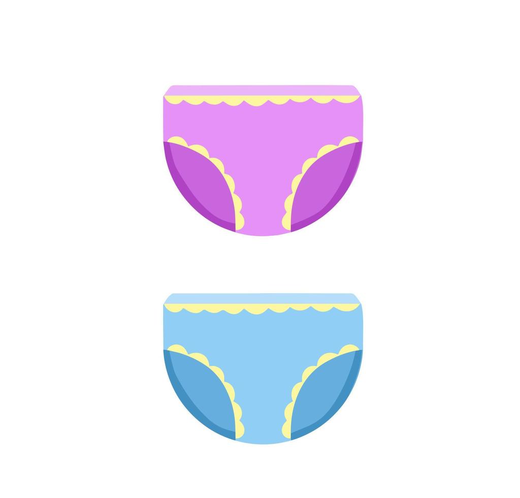 couche. pantalon bébé. vêtements absorbants hygiéniques bleus et roses. illustration de dessin animé plat isolé sur blanc vecteur