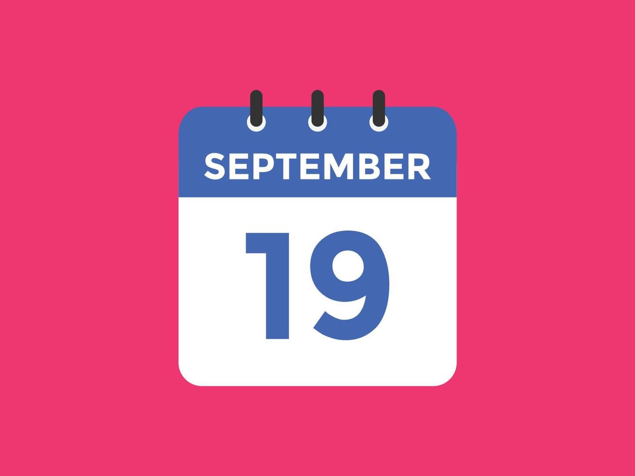 rappel du calendrier du 19 septembre. Modèle d'icône de calendrier quotidien du 19 septembre. modèle de conception d'icône calendrier 19 septembre. illustration vectorielle vecteur