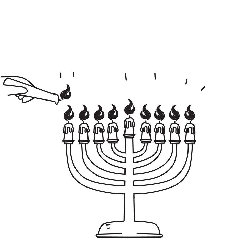 vecteur d'illustration de hanukkah heureux doodle dessiné à la main isolé