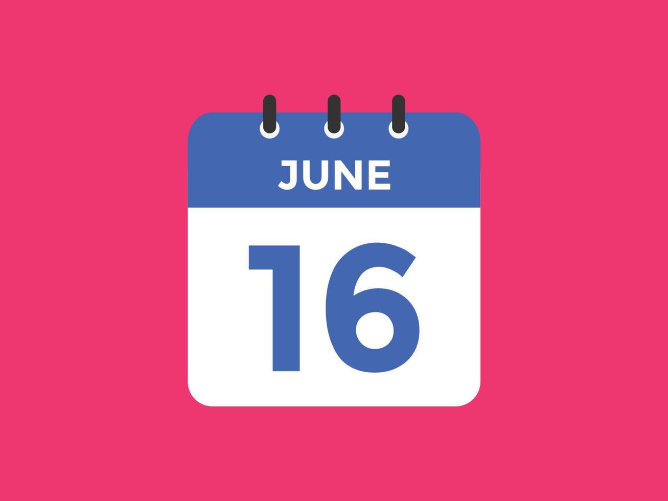 rappel du calendrier du 16 juin. Modèle d'icône de calendrier quotidien du 16 juin. modèle de conception d'icône calendrier 16 juin. illustration vectorielle vecteur