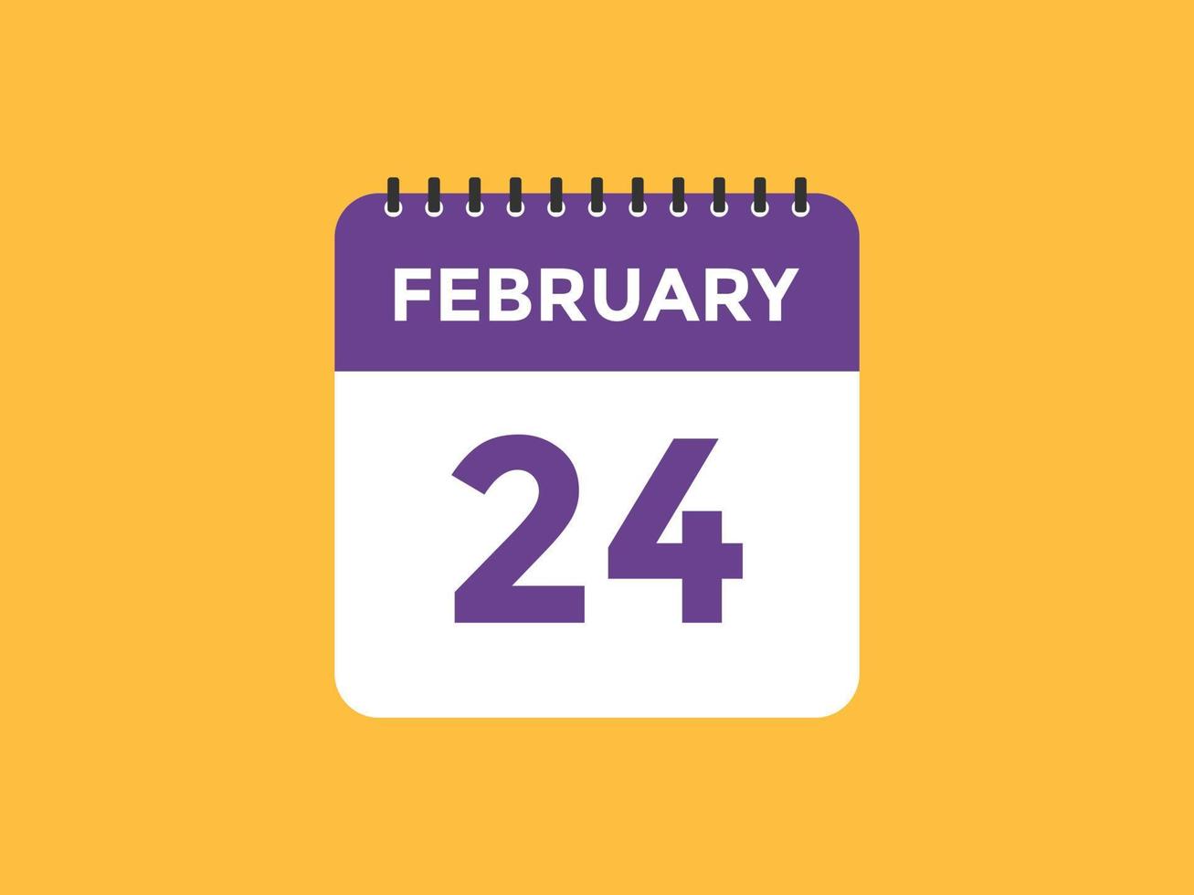 rappel du calendrier du 24 février. Modèle d'icône de calendrier quotidien du 24 février. modèle de conception d'icône calendrier 24 février. illustration vectorielle vecteur