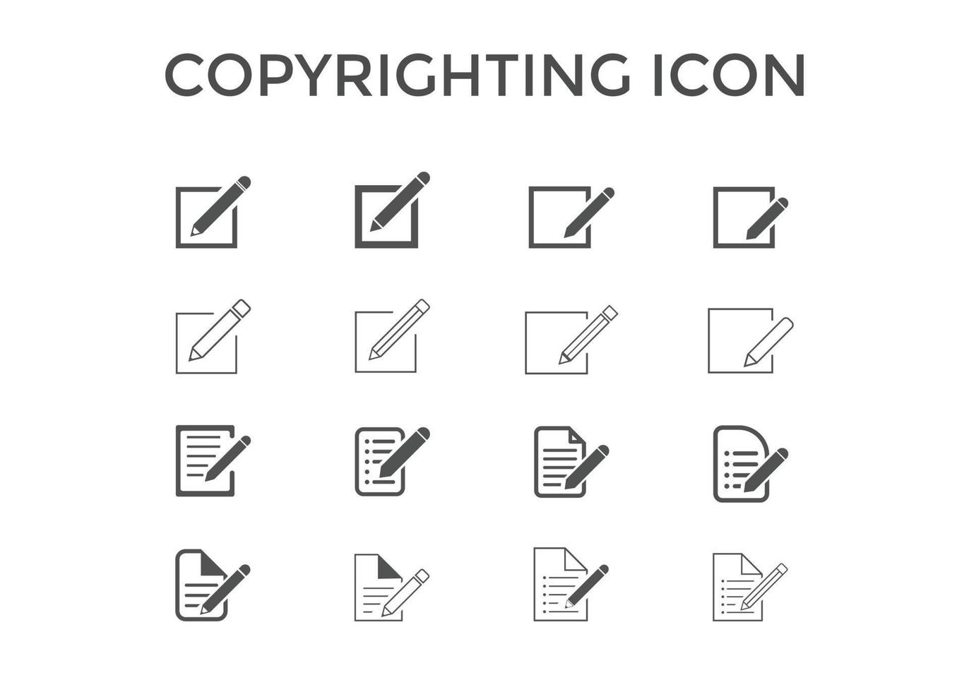 ensemble d'illustration vectorielle d'icônes de protection des droits d'auteur. icônes de rédaction pour le référencement et le site Web vecteur