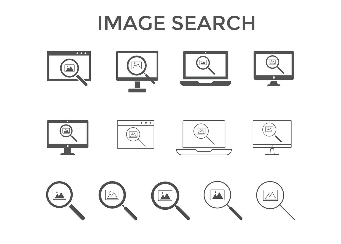 ensemble d'illustration vectorielle d'icône d'image de recherche. image, icône d'appareil photo vecteur