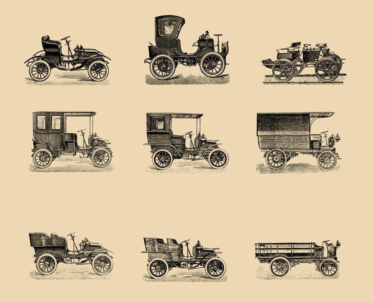 illustration vectorielle d'un ensemble de voitures anciennes vecteur