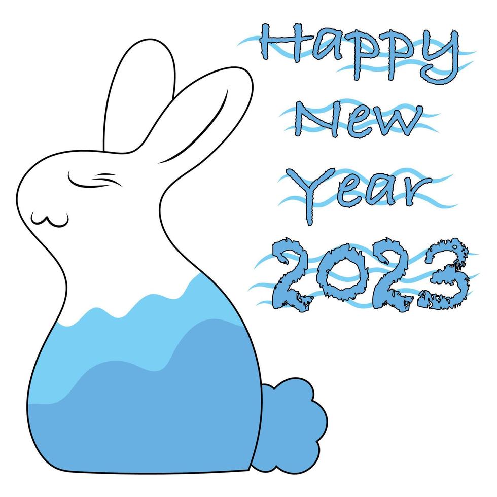 le symbole de la nouvelle année 2023, un lapin d'eau sur fond blanc. vecteur