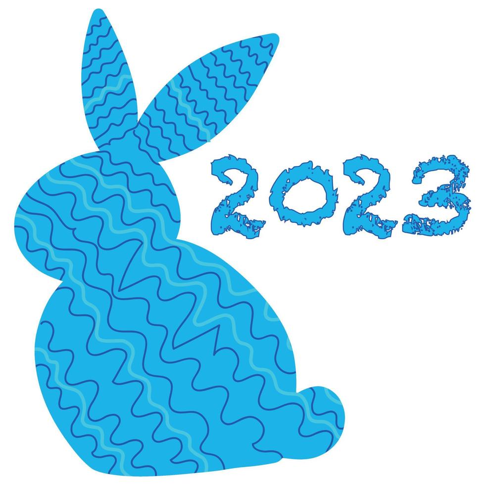 le symbole de la nouvelle année 2023, un lapin d'eau stylisé sur fond blanc. vecteur