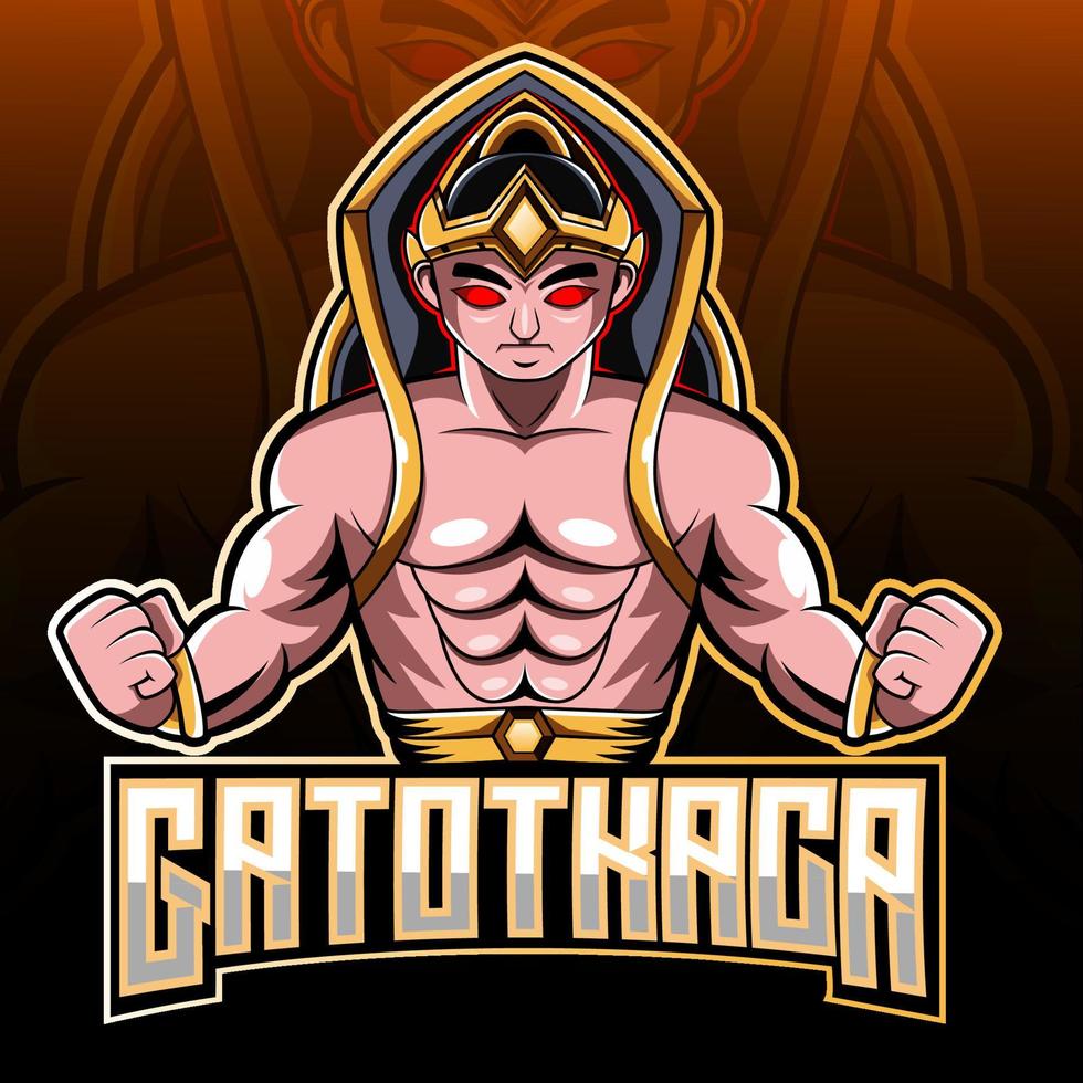 création de logo de mascotte gatotkaca esport vecteur