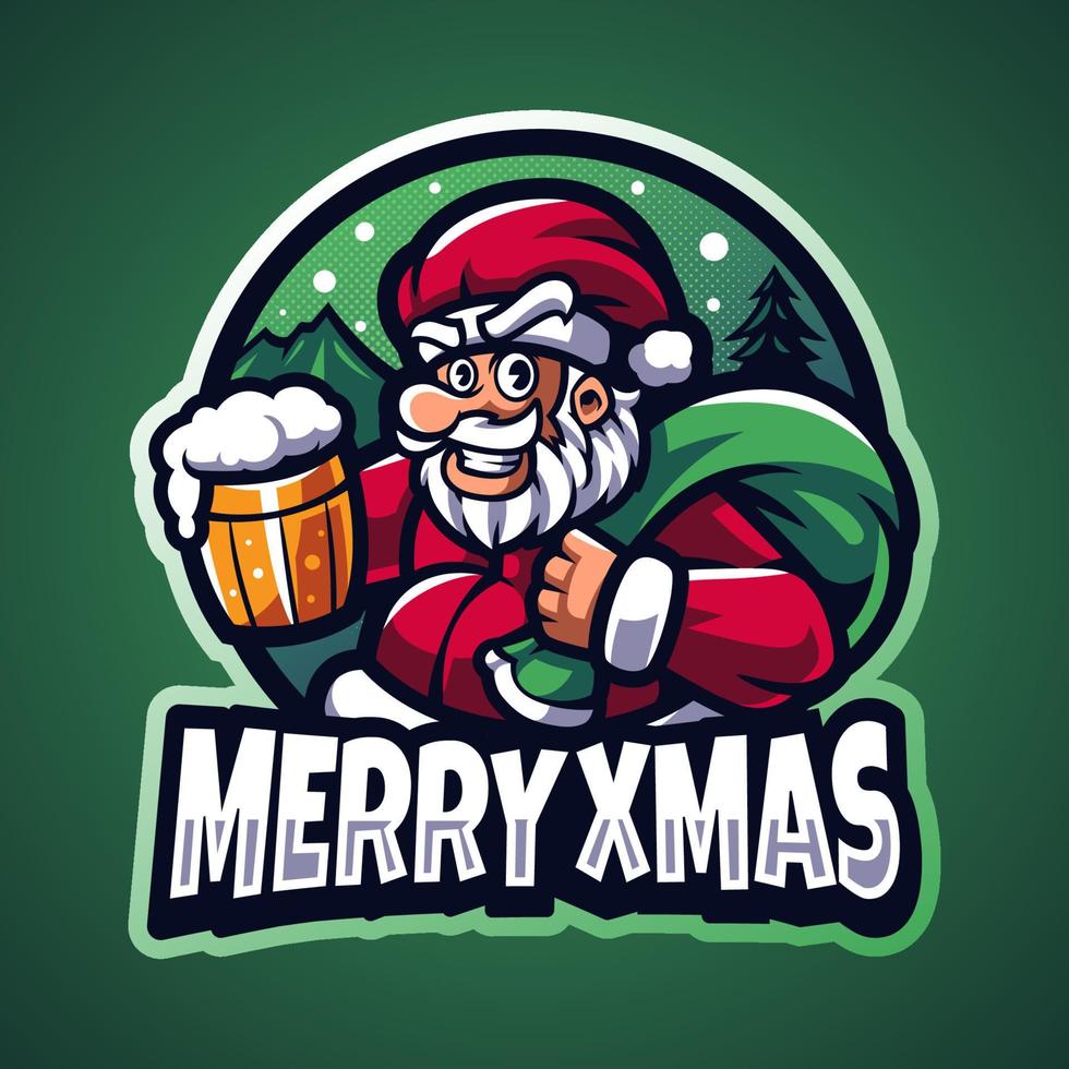 création de logo de mascotte santa esport vecteur