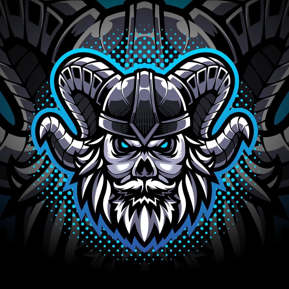 logo mascotte esport crâne viking vecteur