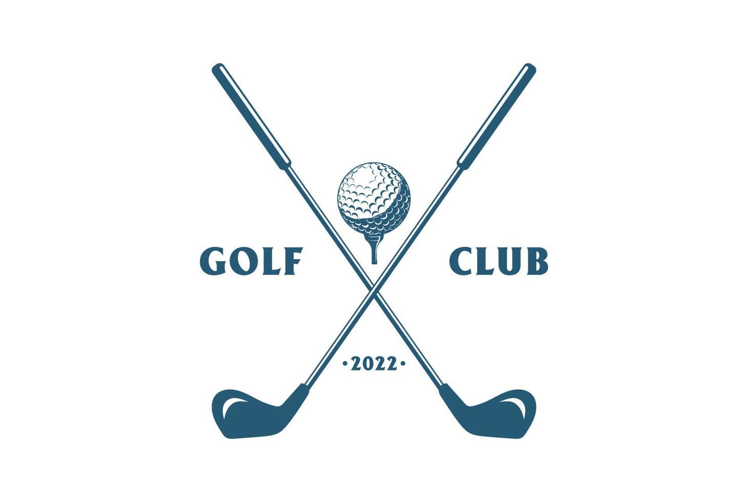 bâton de golf croisé vintage et té de balle pour vecteur de conception de logo de compétition de club de sport