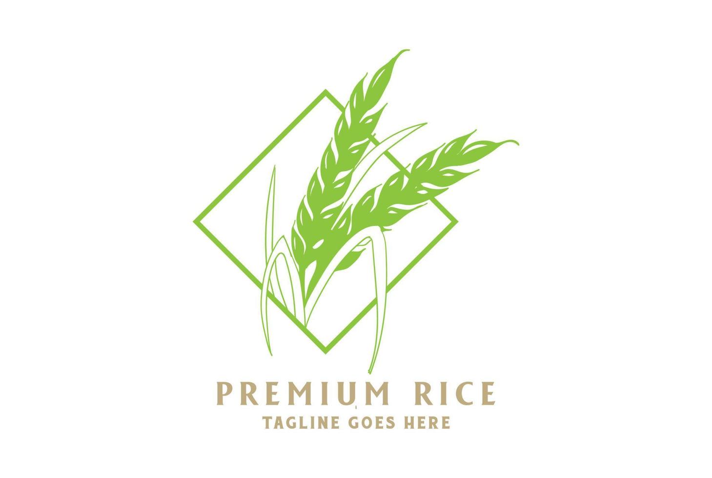 herbe de riz de grain de blé minimaliste simple pour le produit de boulangerie de gâteau de pain ou la création de logo de bière artisanale de brasserie vecteur