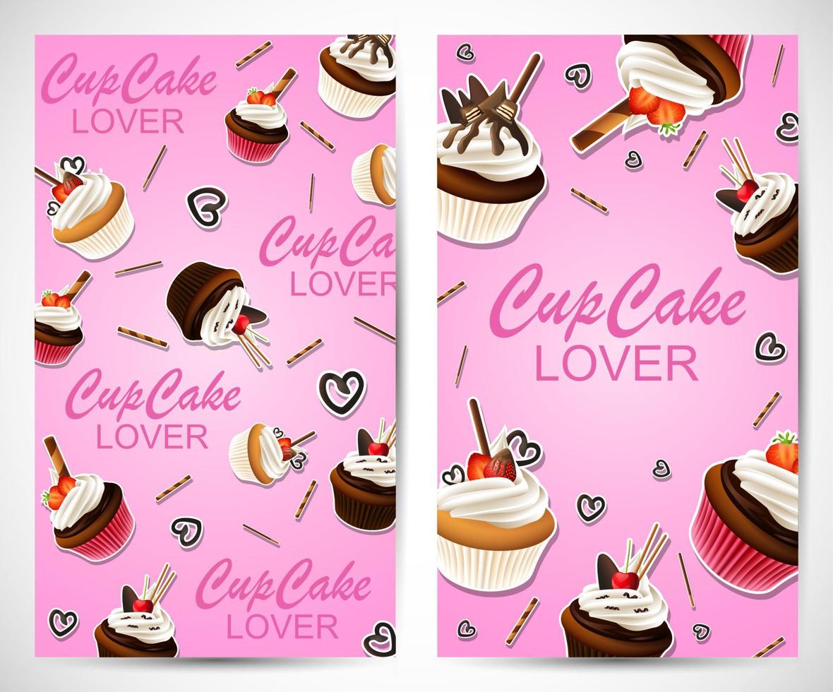 cadre de fond avec cupcake autocollant vecteur