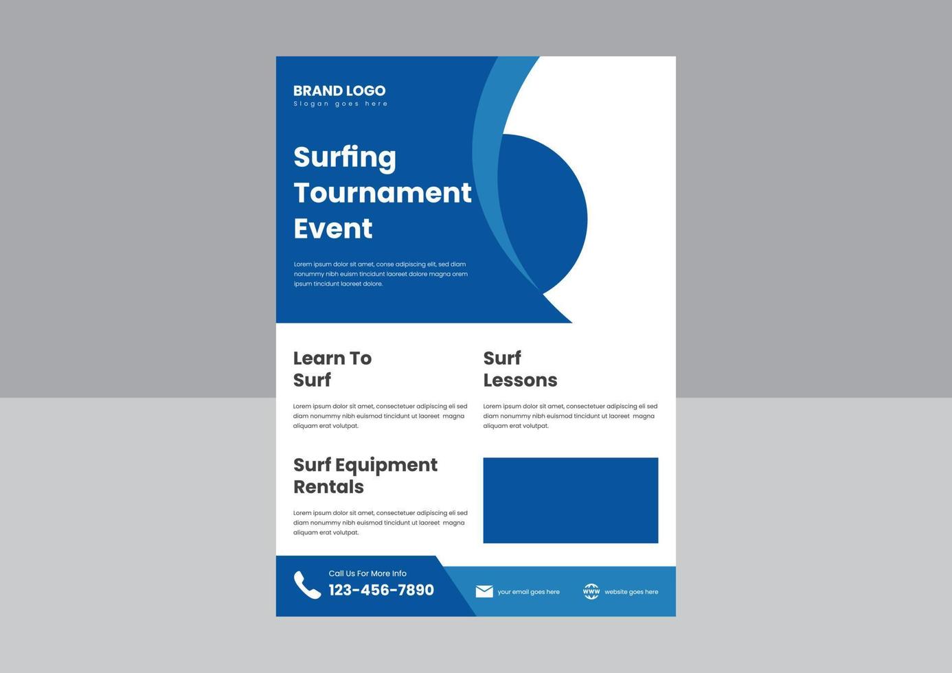 modèle de conception d'affiche de flyer de cours de surf professionnel. modèle de conception d'affiche de flyer d'événement de tournoi de surf. vecteur