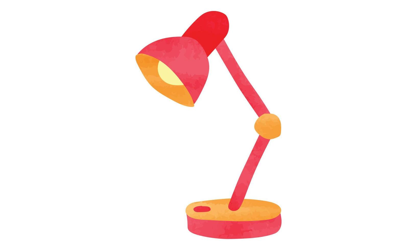 illustration de vecteur aquarelle lampe de bureau isolée sur fond blanc. lampe de bureau clipart style dessin animé. lampe de table aquarelle