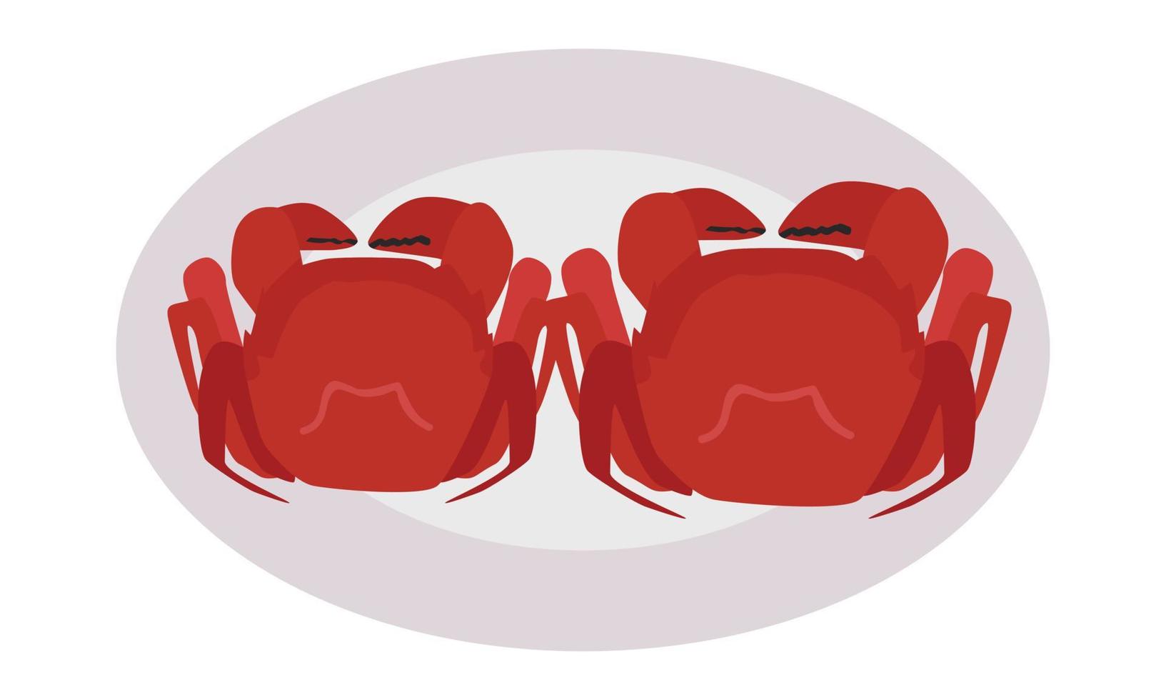 assiette de clipart de crabe poilu pour le concept du festival de la mi-automne. illustration de conception de vecteur de crabe poilu chinois rouge simple isolé sur fond blanc. festival de la lune ou festival du gâteau de lune nourriture au crabe poilu