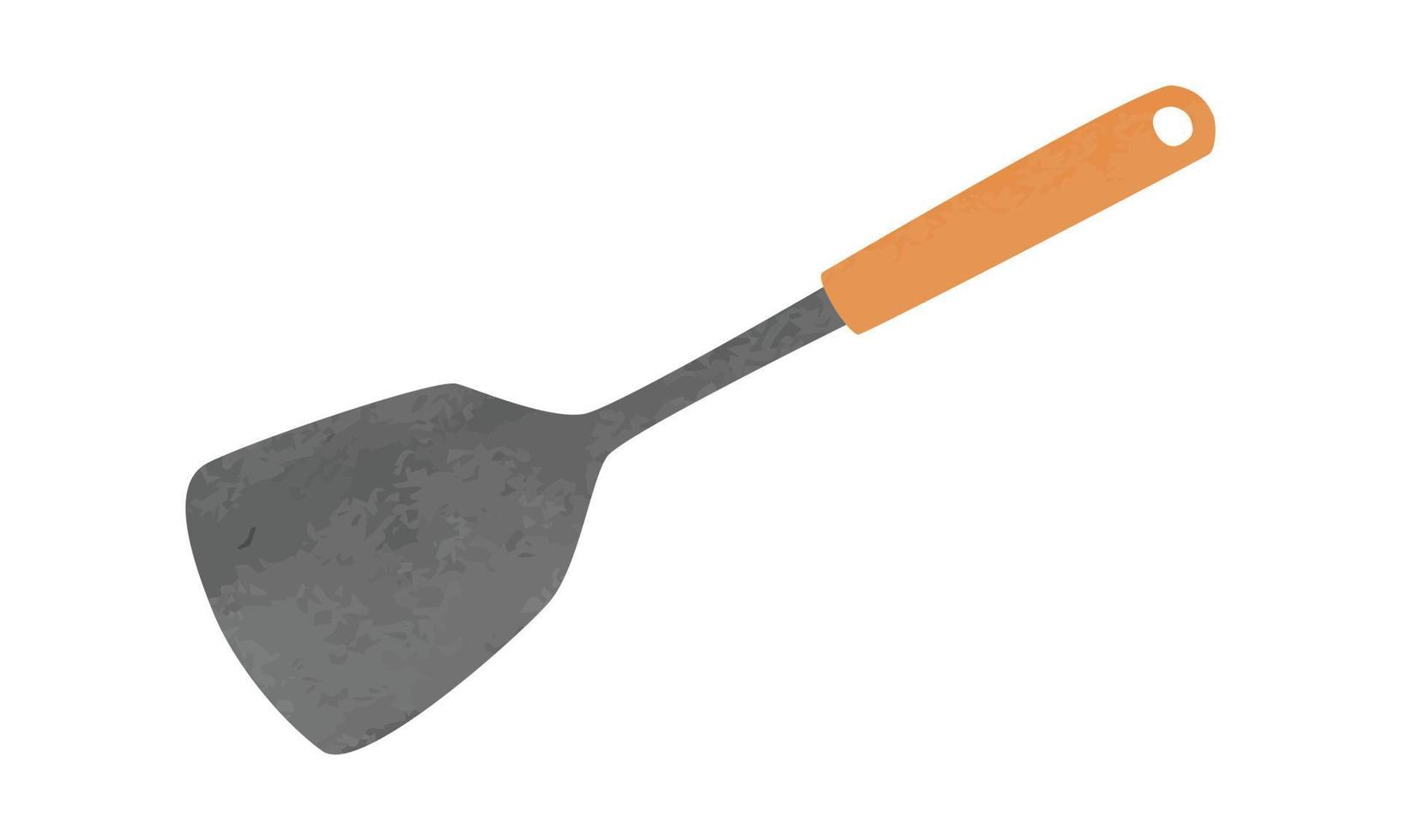 spatule de cuisine simple avec manche en bois illustration vectorielle aquarelle isolée sur fond blanc. clipart de spatule solide. style de dessin animé de tourneur de cuisine. spatule dessinée à la main vecteur